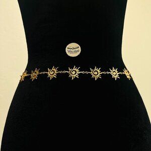 Golden Sun & Sun Ray Design Waist Chain Bel